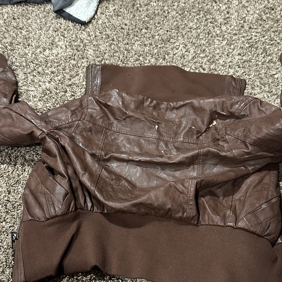 Brown Faux Leather Jacket - Picture 5 of 6